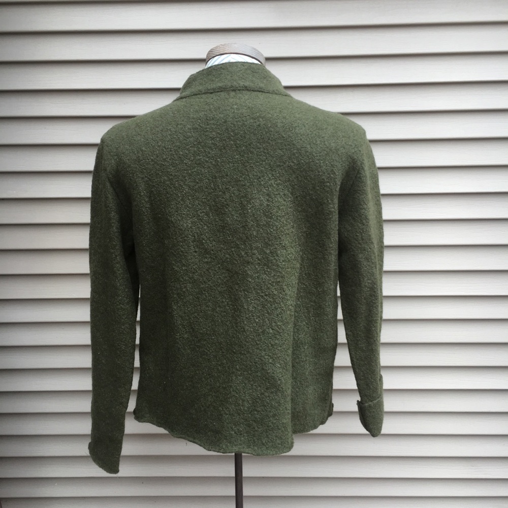 EUC Essence asymmetrical zip green wool jacket - Picture 3 of 8